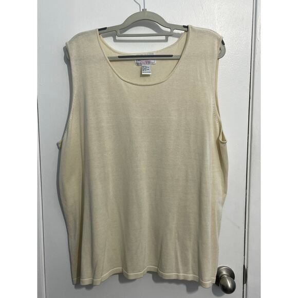 Victor Costa Silk Blend Sleeveless Sweater Blouse 3X Cream Minimalist Layering - Picture 1 of 4